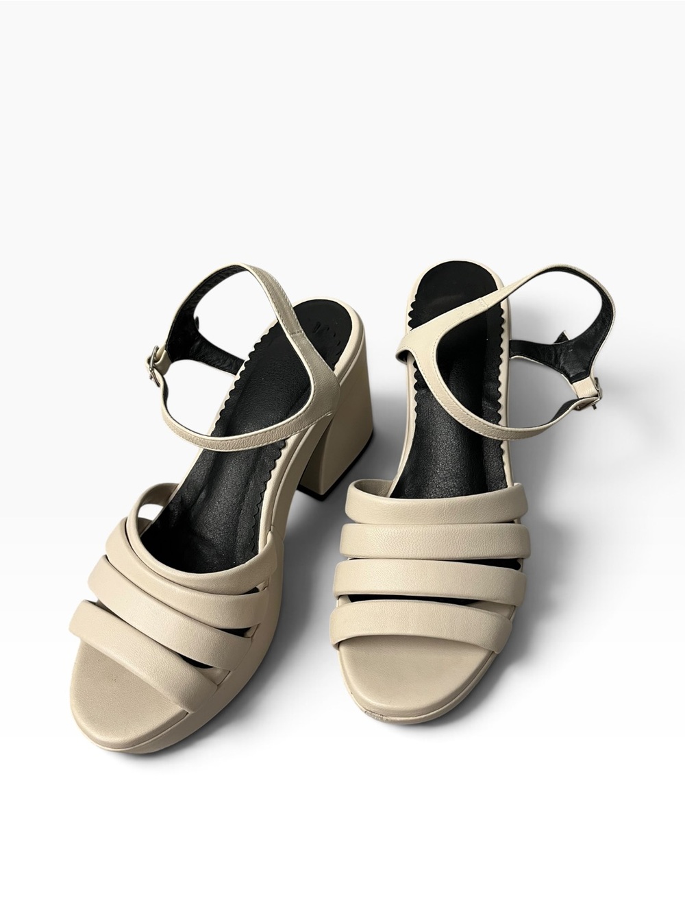 Carel Paris Women's Beige Strappy Block Heel Sandals size 40